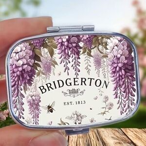 🌸BRIDGERTON Purple Floral Metal Pill Box